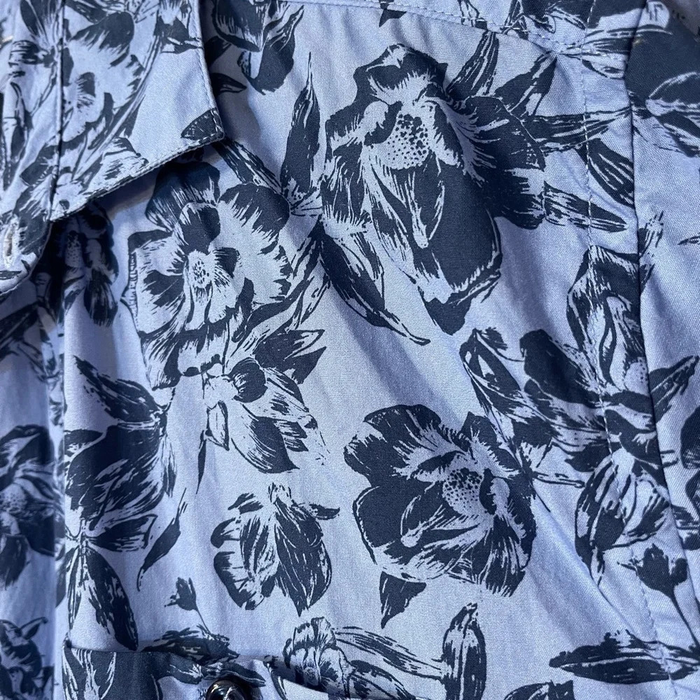 Haspel Clio Light Blue Tonal Floral Button Down Short Sleeve Shirt New Orleans‎ - Picture 6 of 9
